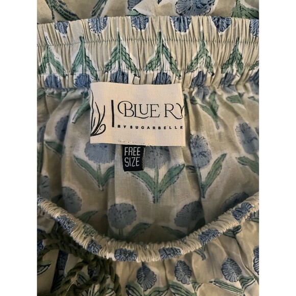Blue Rye by Sugarbelle Cotton Hydrangea Print Maxi Skirt One Size EUC - Picture 5 of 8